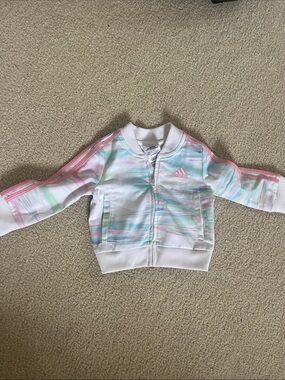 Adidas Toddler Pastel Multicolor Tie-Dye Pink Blue Track Jacket